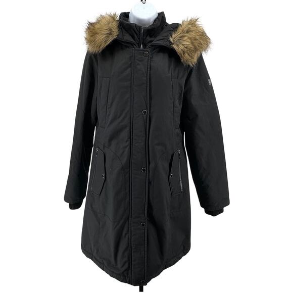 1 Madison Expedition Parka Jacket WMNS M Quilted Black Faux Fur, Winter Coat - Picture 1 of 11